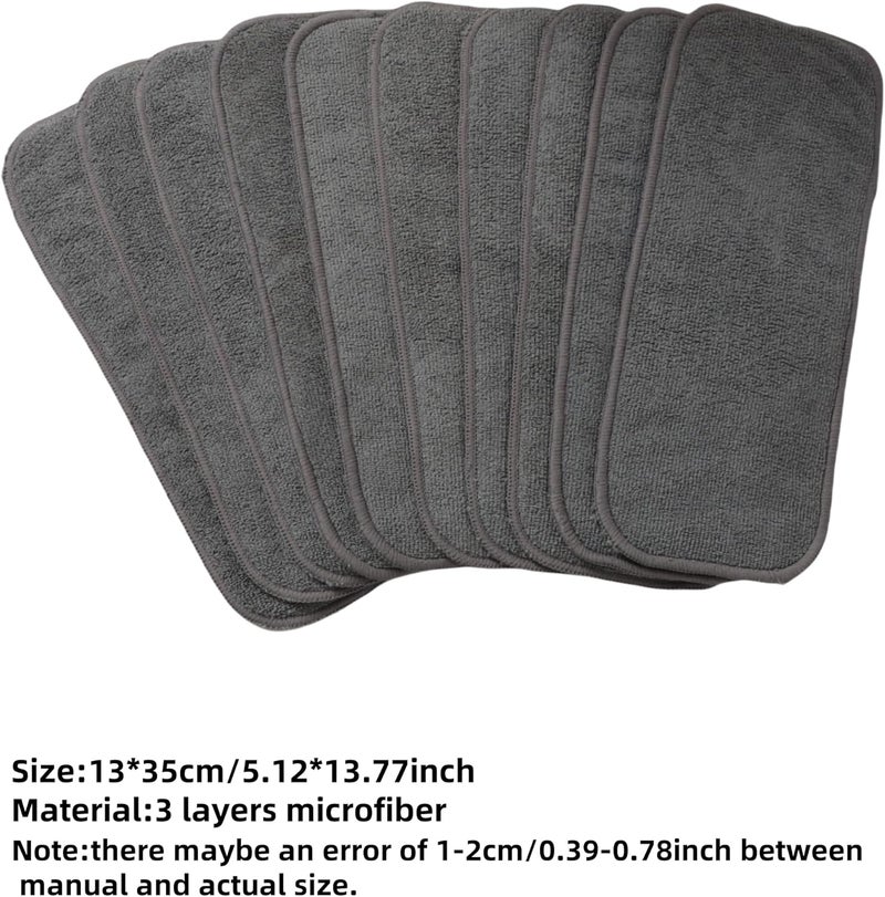 Asenappy 10pcs Reusable Soft 3 Layers Inserts for Baby Cloth Diaper,High Absorbing Washable Liners (10pcs-Grey Inserts) - Image 2